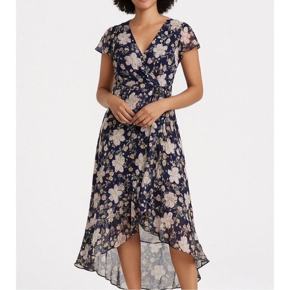 Altard State Blue Floral Cottagecore Romantic Asymetrical Midi Dress Medium